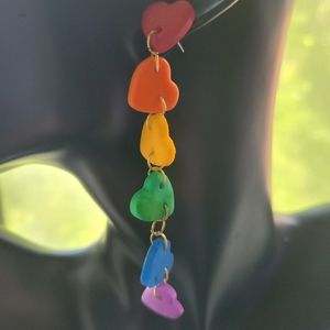 Pride Connected heart polymer clay earrings